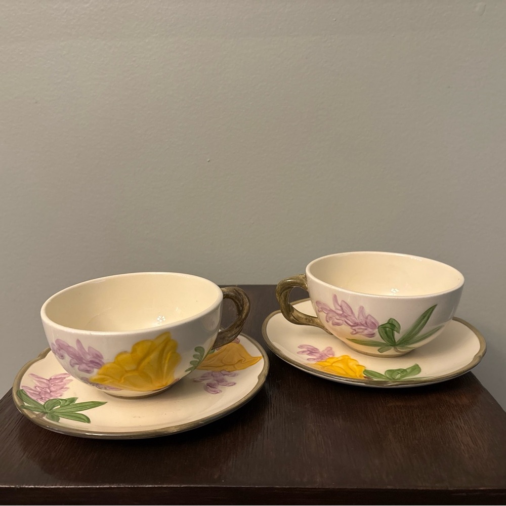 Franciscan Desert Rose Cups and Saucers (Set of Two)